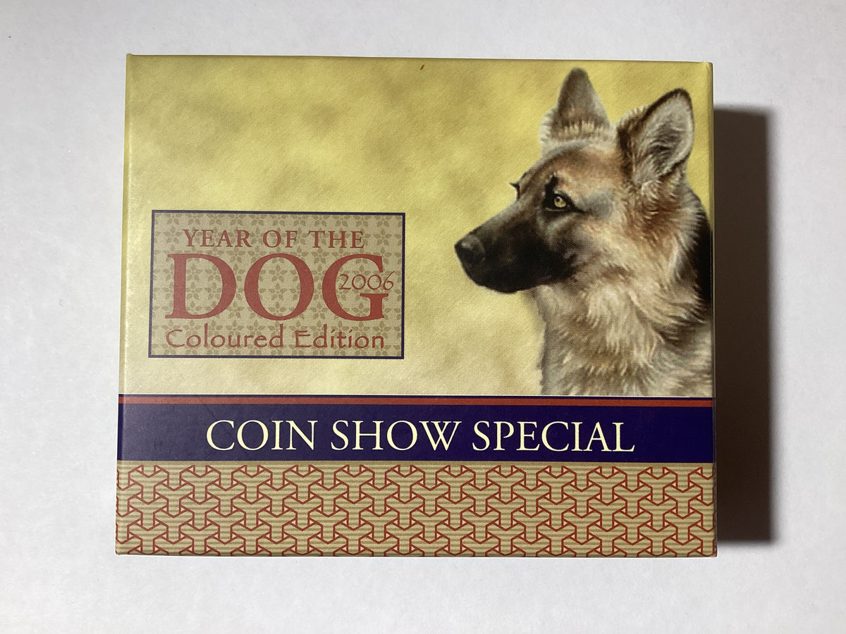 2006 $2 Lunar Series. Year of the Dog Coloured Edition. 2oz Silver Proof Coin. ANDA Release.