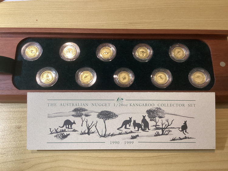 1990 - 1999 The Australian Nugget 1/20oz Kangaroo Collector Set&nbsp;