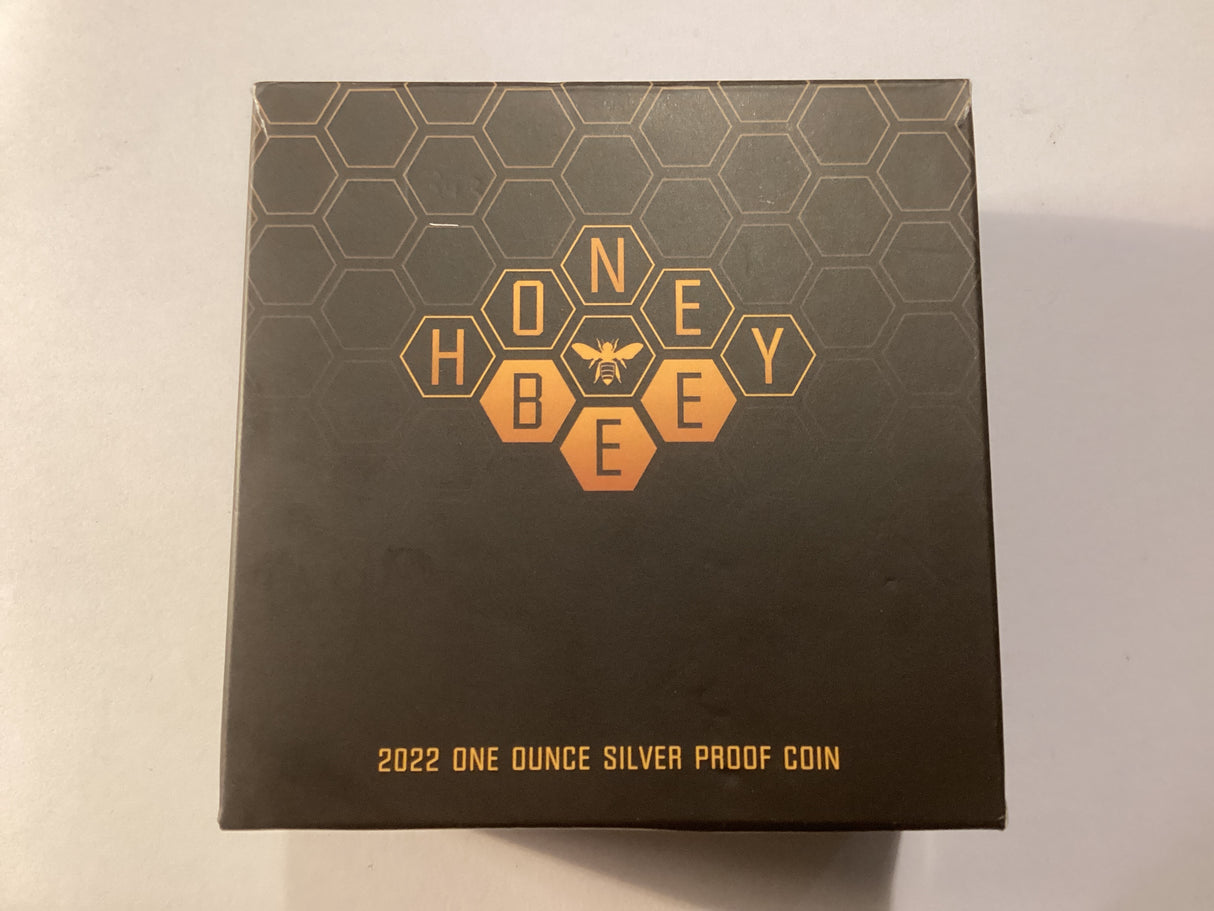 2022 $ 1oz Silver Coloured Proof Coin. Honey Bee.