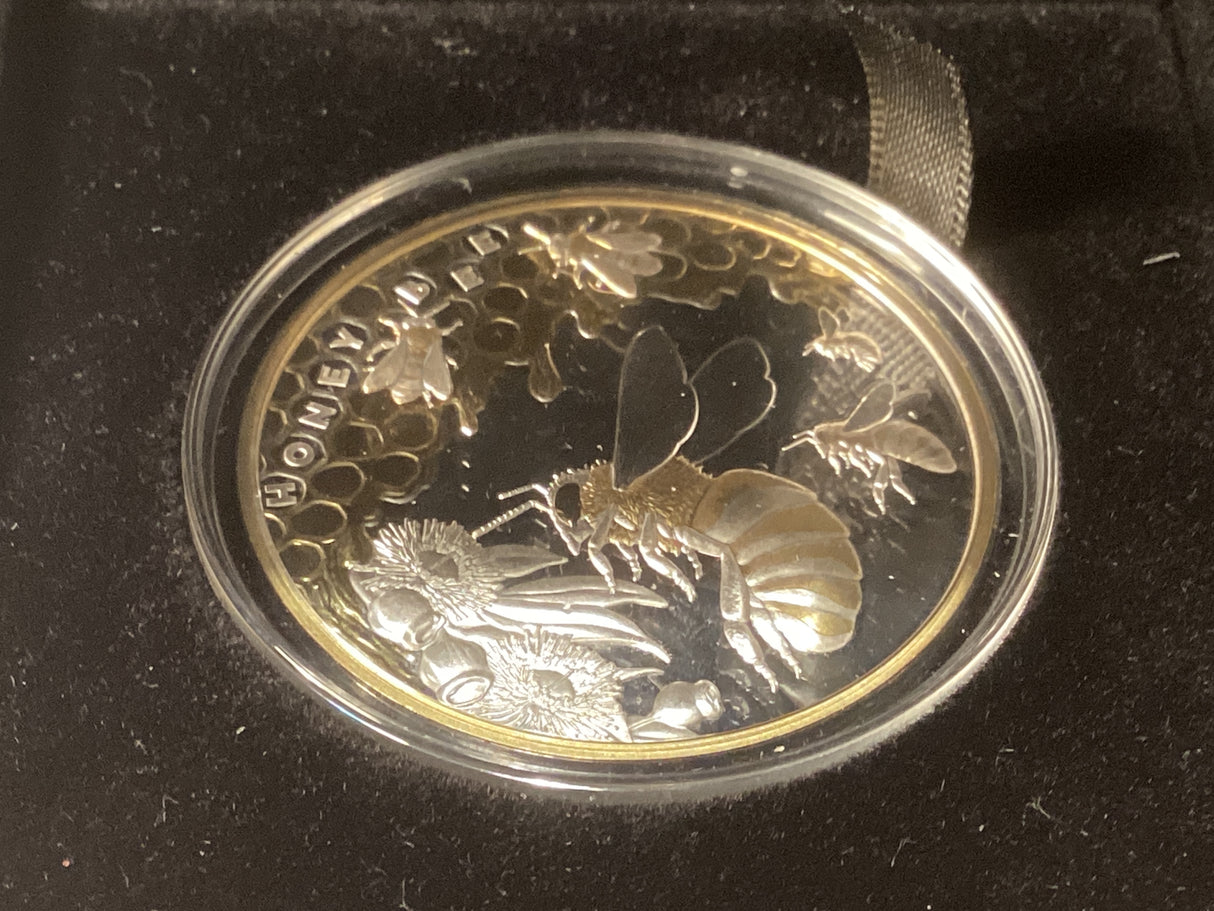 2022 $ 1oz Silver Coloured Proof Coin. Honey Bee.