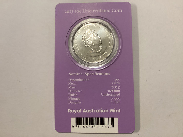 2023 50c Carded Coin. Elizabeth Regina. Platinum Jubilee. 1952-2022