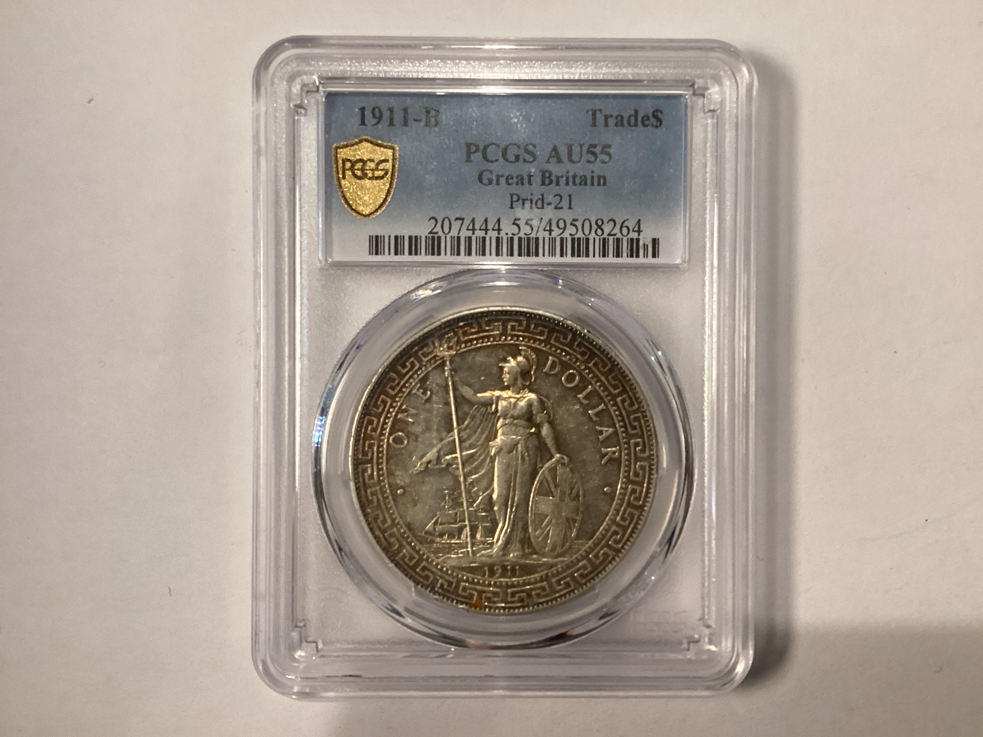$1 ホビー 1901年 B イギリス貿易ドル $ PRID-11 PCGS AU53 KM# T5