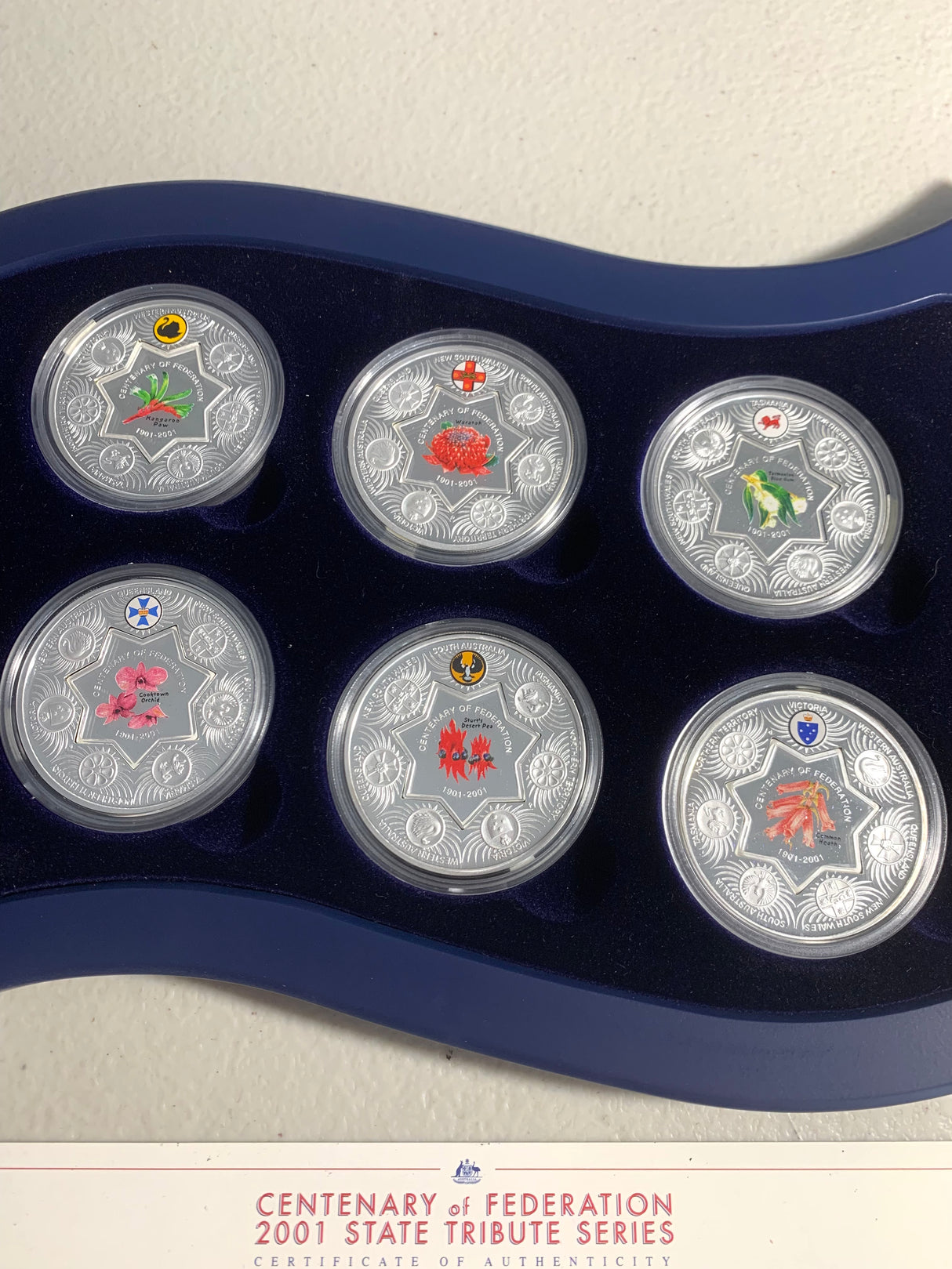 2001 Centenary of Federation State Tribute Series 6 Silver Coin Set.