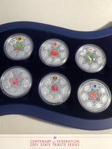 2001 Centenary of Federation State Tribute Series 6 Silver Coin Set.
