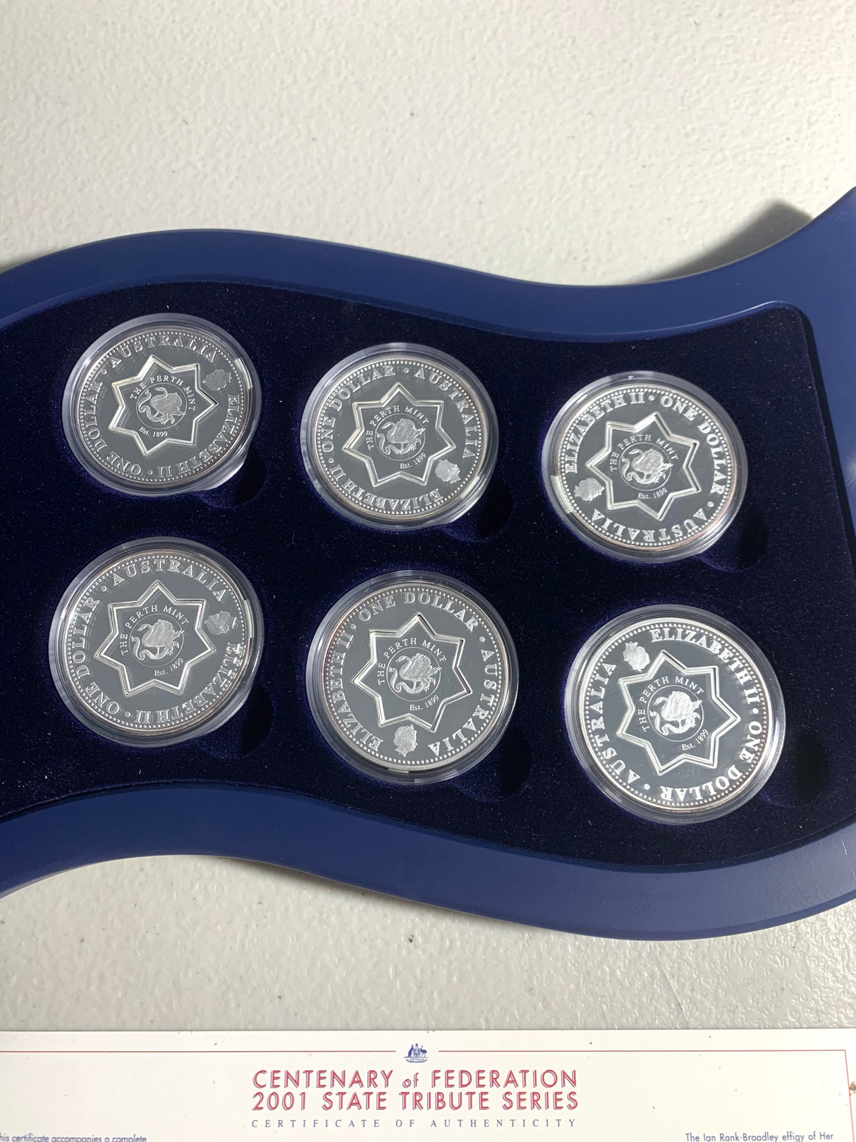 2001 Centenary of Federation State Tribute Series 6 Silver Coin Set.