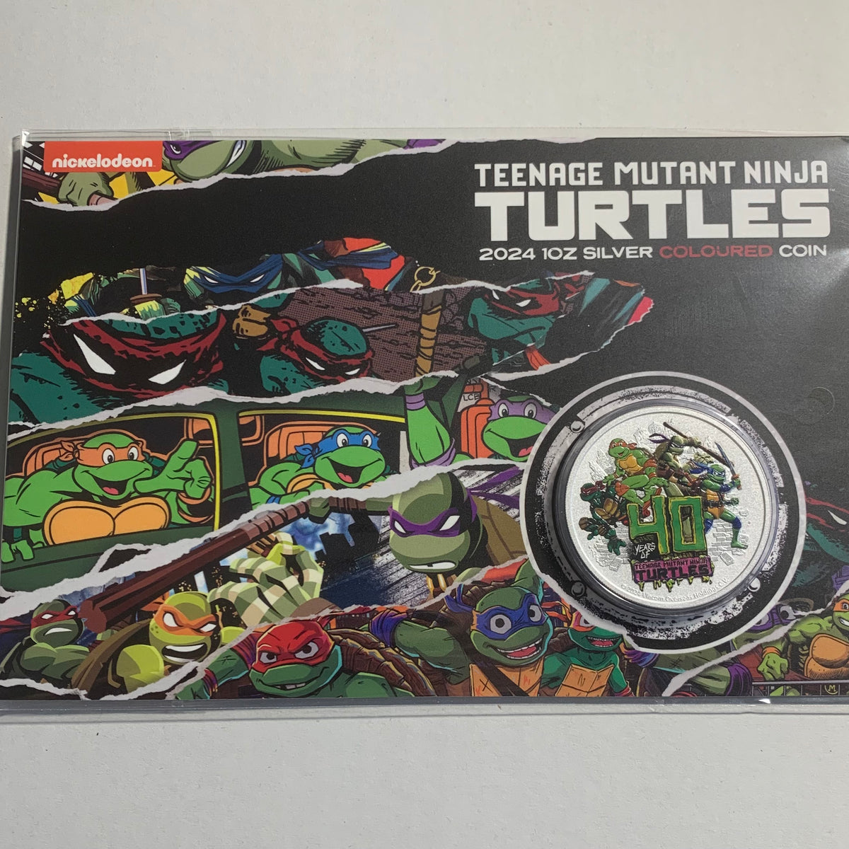 Tmnt Silver Shell Teenage Mutant Ninja Turtles 2024 1oz Silver Coloured Coin in Card ...