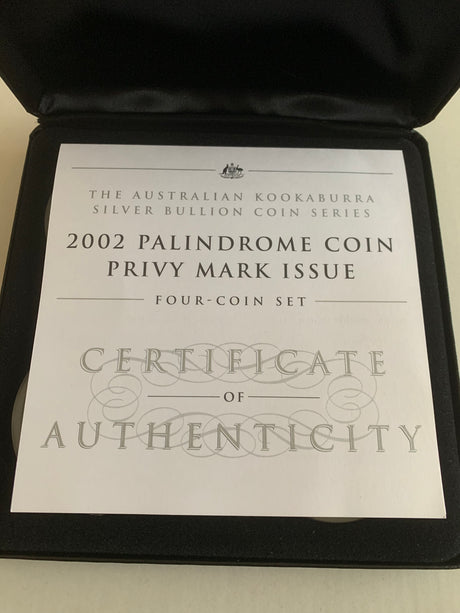 2002 PALINDROME PRIVY MARK SET - 4 x 2oz SILVER PROOF COINS
