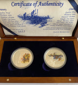 2005 Gallipoli 90th Anniversary 2 x 1 Ounce Coloured Silver Proof Coin Set