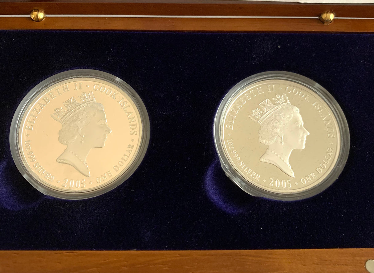 2005 Gallipoli 90th Anniversary 2 x 1 Ounce Coloured Silver Proof Coin Set