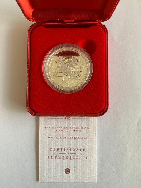 2005 Year of the Rooster 1 Ounce Silver Proof Coin
