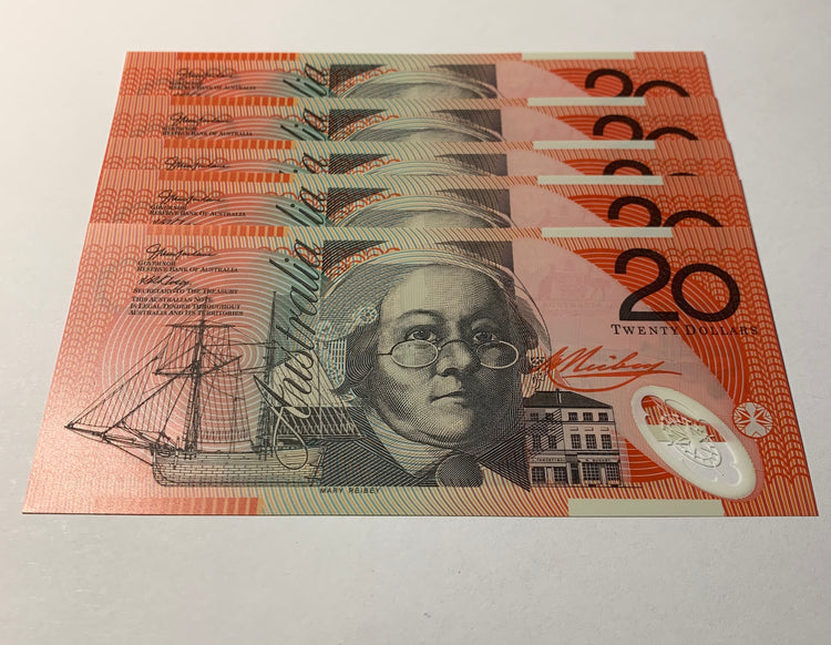 2005 $20 First Prefix Banknote. Uncirculated. Run of 5. R420cF