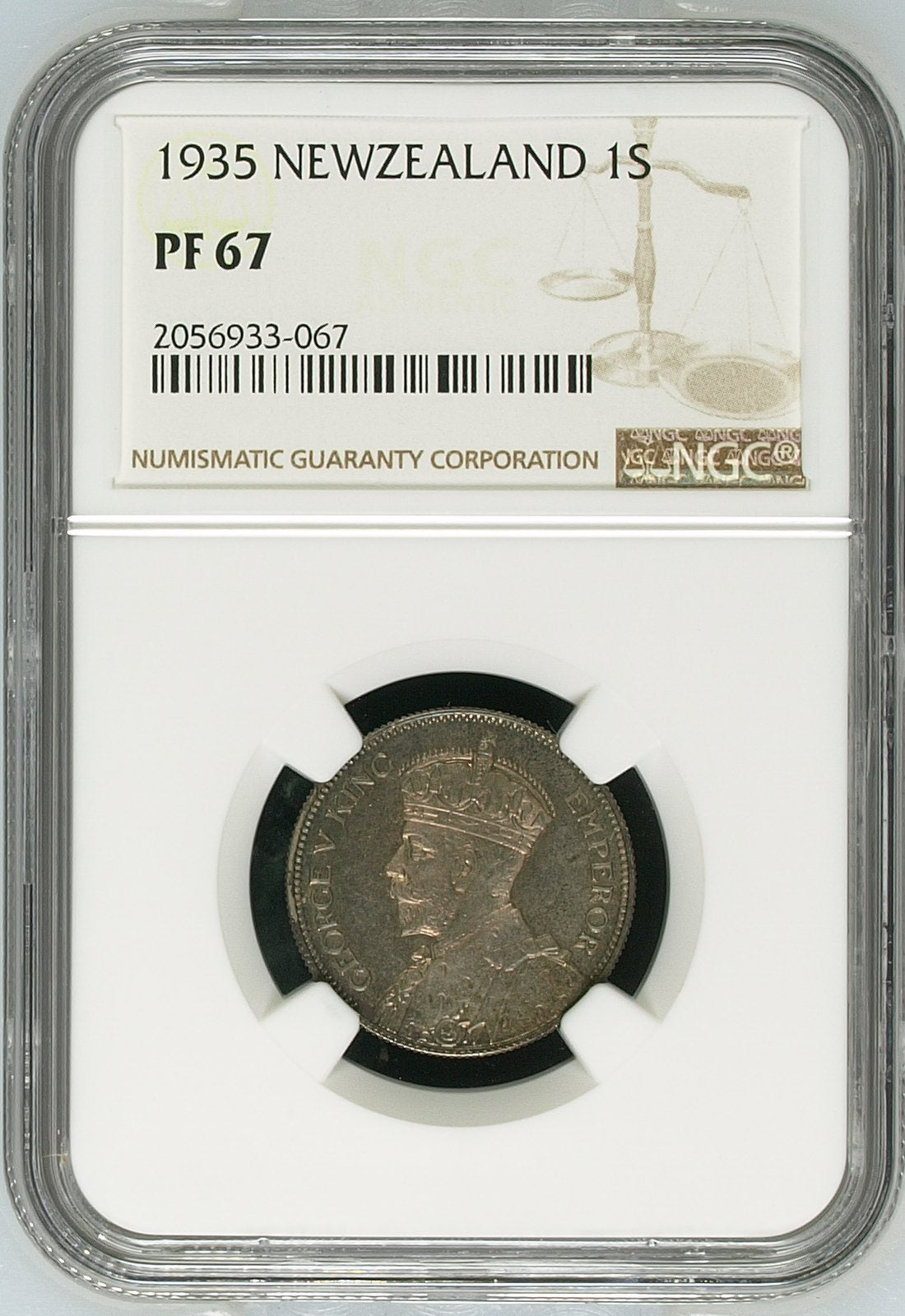 1935 New Zealand Proof Shilling - NGC PF67 (Top Pop)