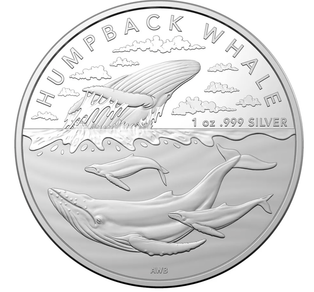 2023 $1 Humpback Whale 1oz Silver Investment Coin. Australian Antarctic Territory