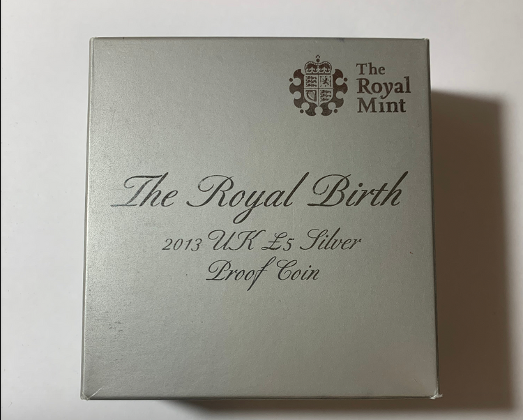2013 5 Pound Crown Silver Proof Coin. The Royal Birth.