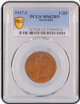 1917-I Half Penny. PCGS MS62BN