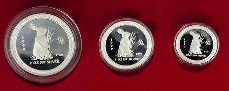 1999 Australian Lunar Silver Proof Three-Coin Set – Year of the Rabbit