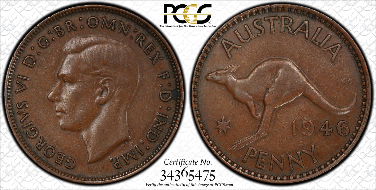 1946(m) Australian Penny - PCGS XF45