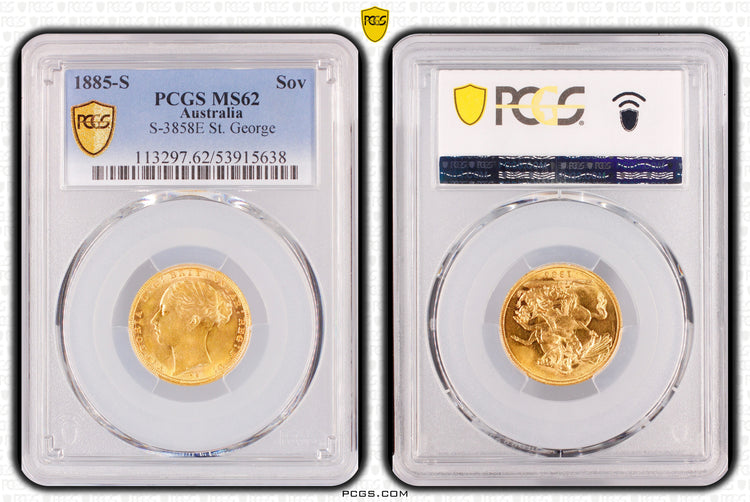 1885-S St George Sovereign PCGS MS62