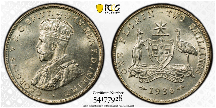 1936(m) Australian Florin - PCGS MS63