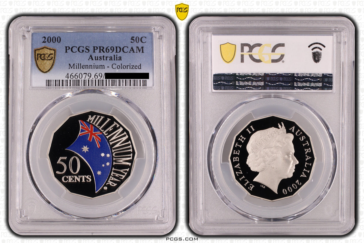 2000 Australian Millennium Coloured 50c Proof Coin - PCGS PR69DCAM