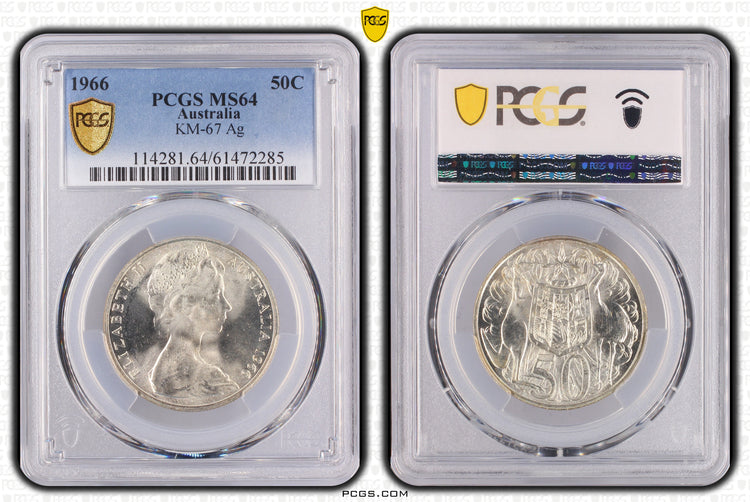 1966 Australian Round 50c - PCGS MS64