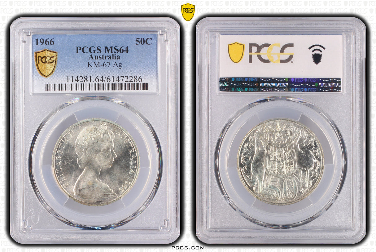 1966 Australian Round 50c - PCGS MS64