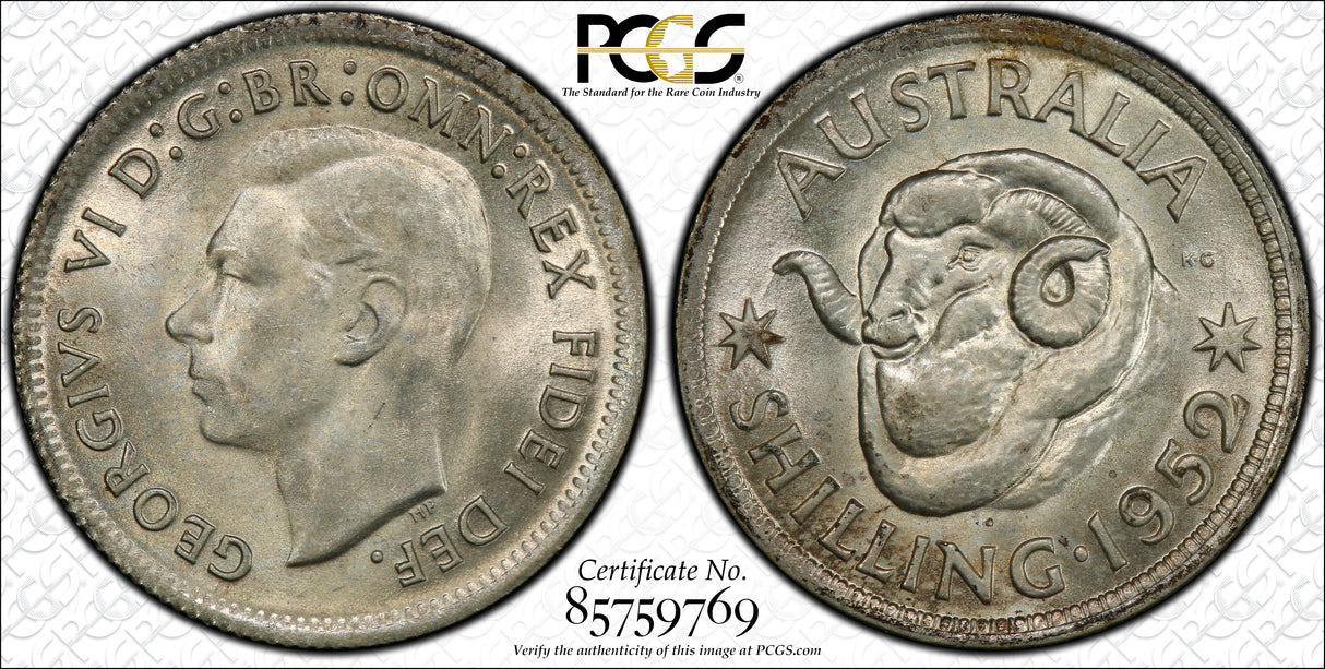 1952(m) Australian Shilling - PCGS MS63