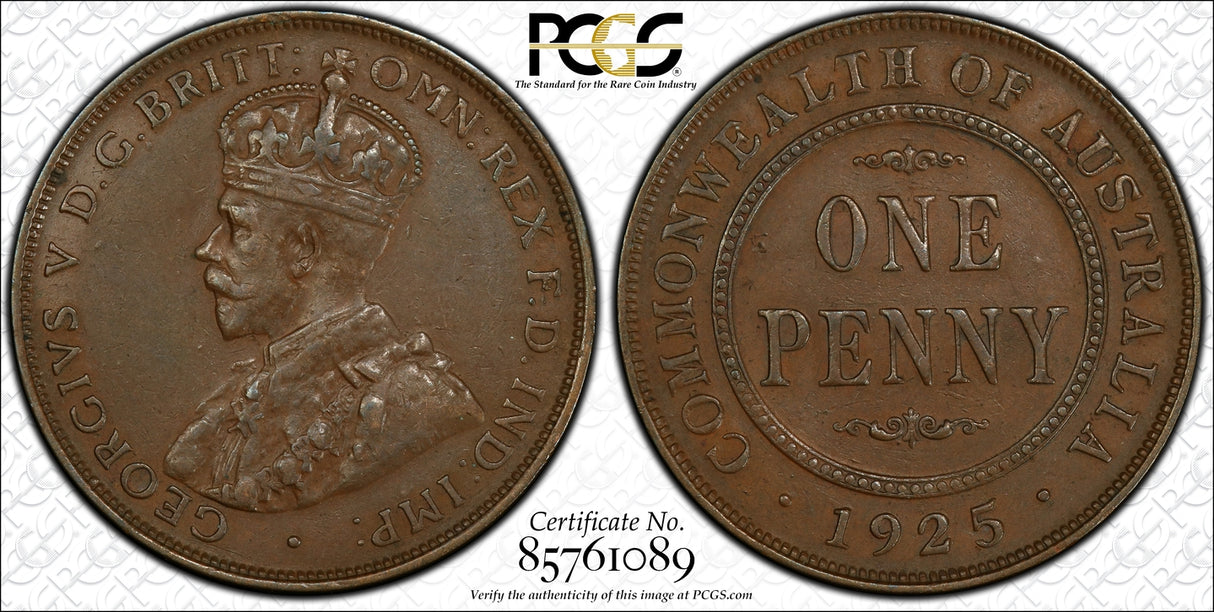 1925 Penny PCGS AU50