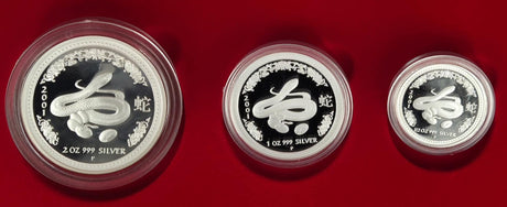 2001 Australian Lunar Silver Proof Three-Coin Set – Year of the Snake