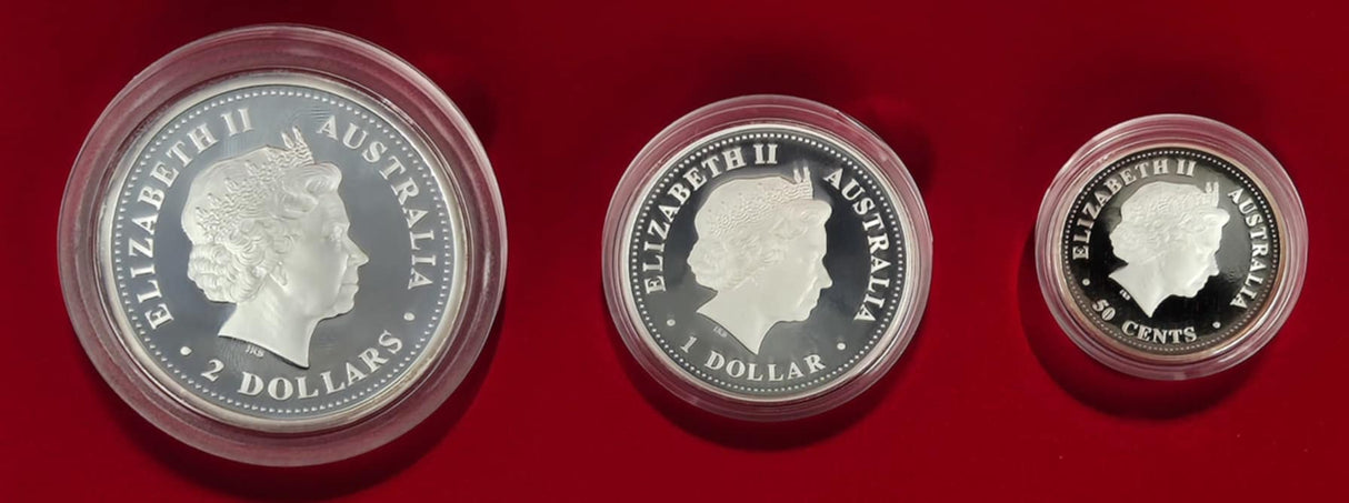 2004 Australian Lunar Silver Proof Three-Coin Set – Year of the Monkey