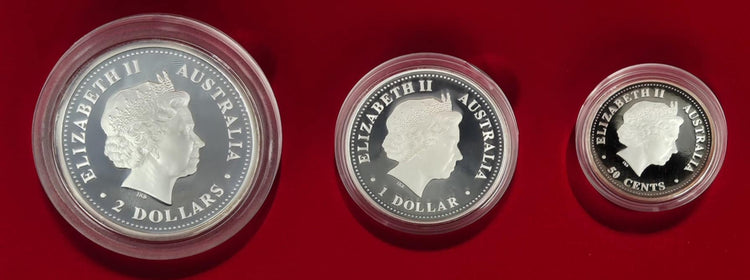 2004 Australian Lunar Silver Proof Three-Coin Set – Year of the Monkey