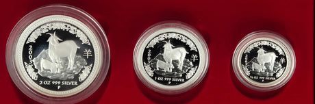 2003 Australian Lunar Silver Proof Three-Coin Set – Year of the Goat