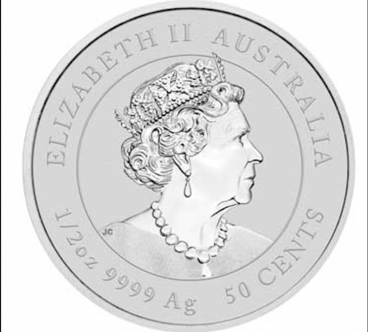 2022 1/2 oz Perth Mint Year of the Tiger Australian Lunar Bullion Silver Coin.