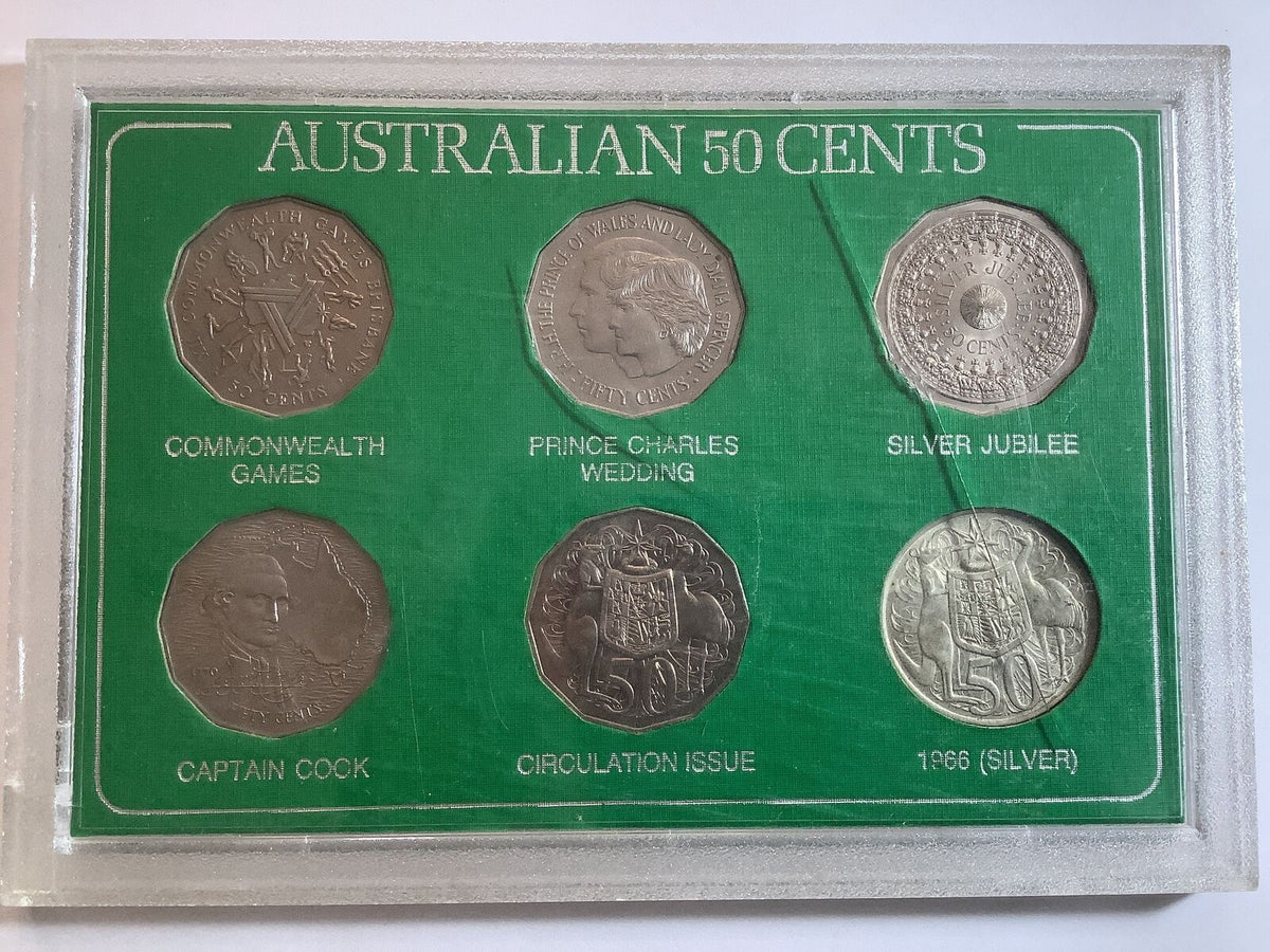 Australian 50c Coin Set Green. 6 Coin Set