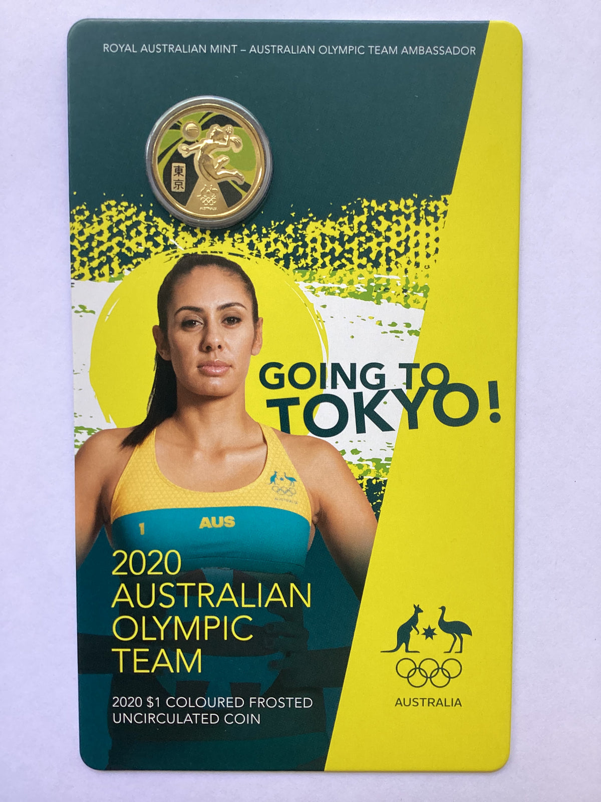 2020 1 Coloured Frosted Uncirculated Coin. Australian Olympic Team. T Ensleigh Coins