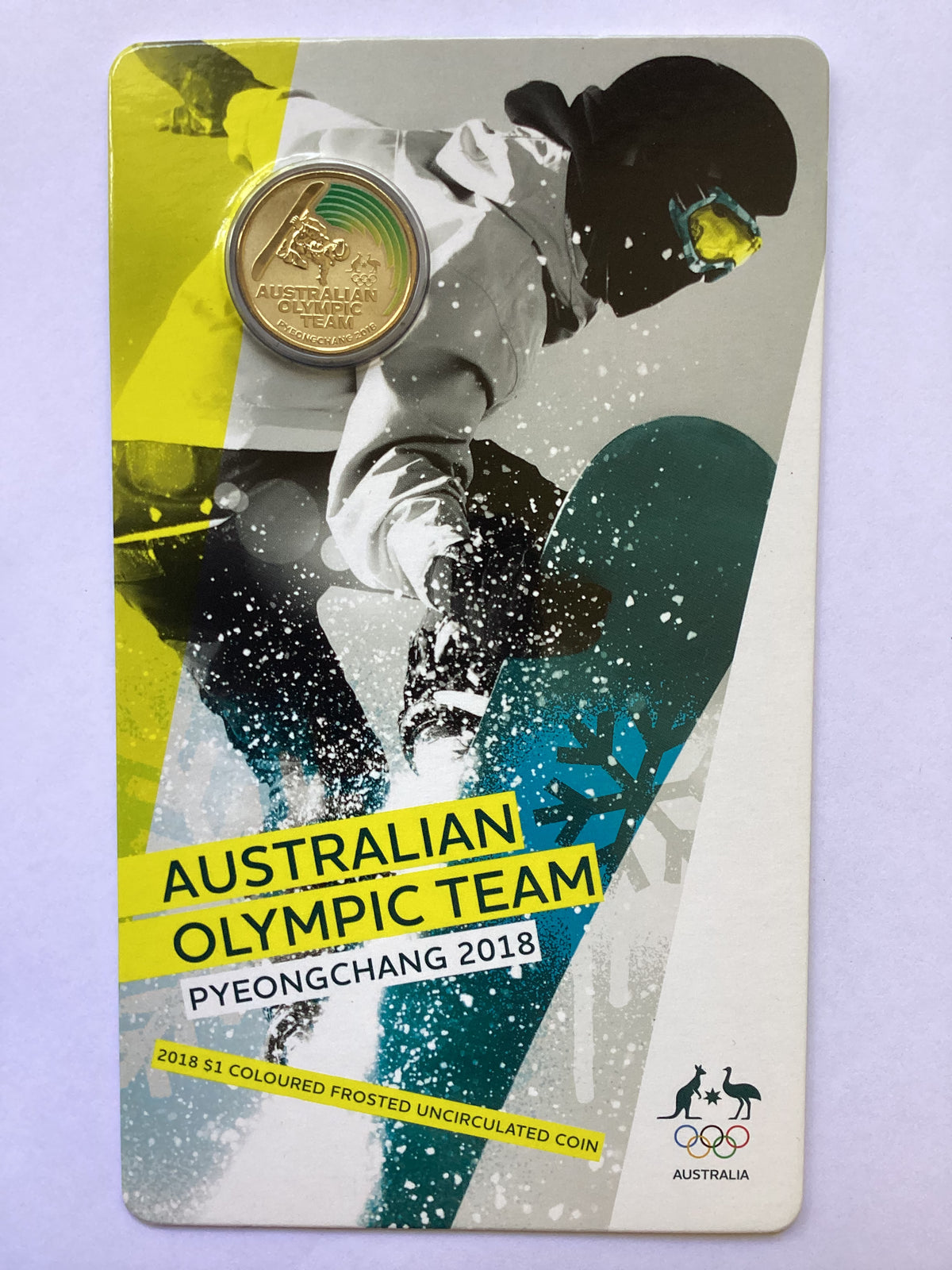 2018 $1 Coloured Uncirculated Coin. Australian Olympic Team Pyeongchang