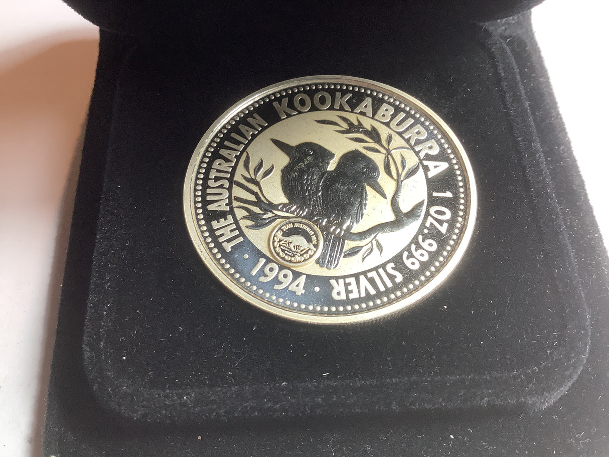 1994 Kookaburra 1 Ounce Silver Coin. Commonwealth Games Privy Mark.