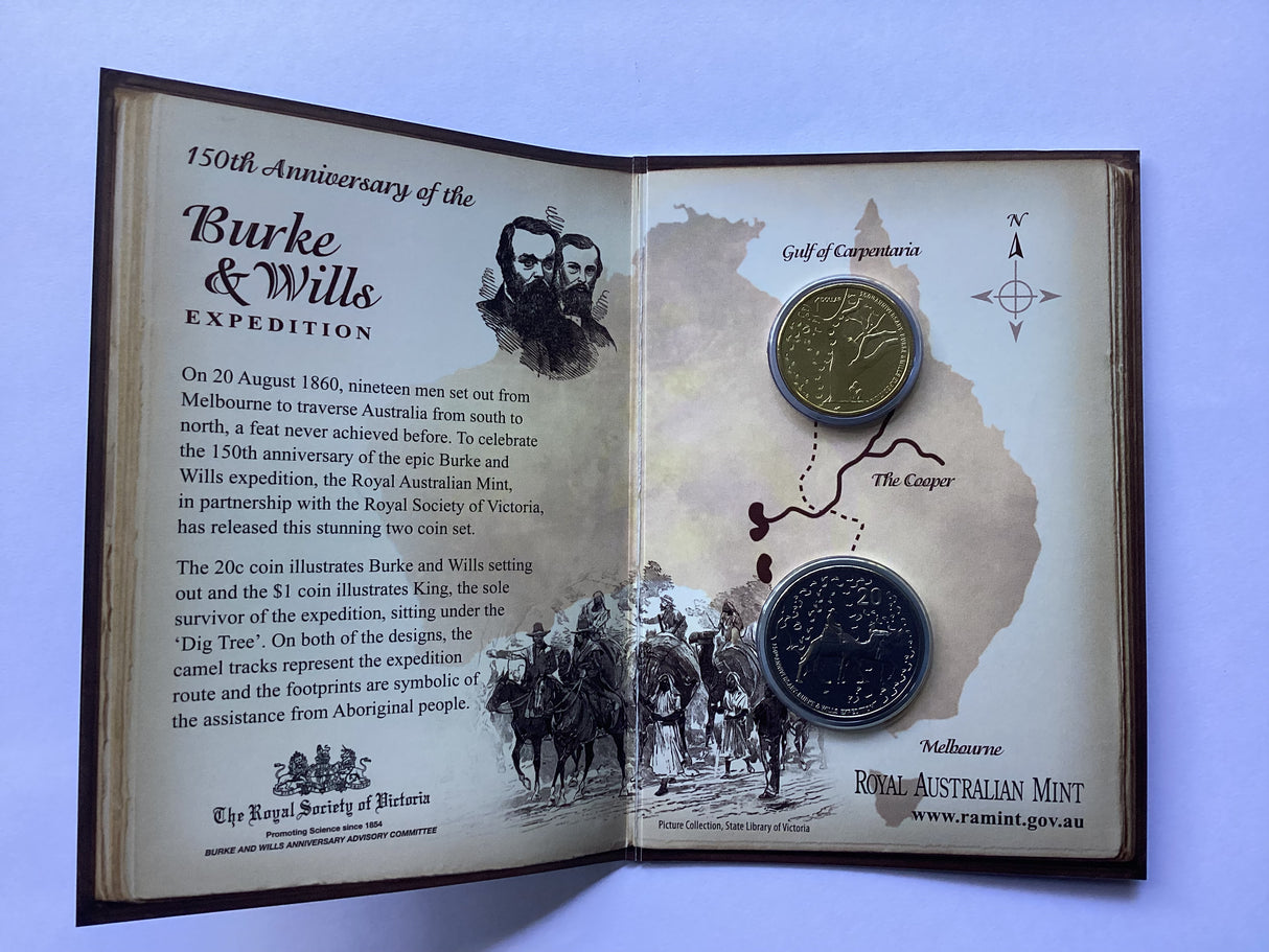 2010 Burke and Wills Uncirculated 2 coin set
