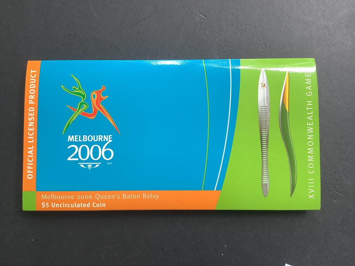2006 Melbourne Commonwealth Games. Queens Baton Relay $5 Coin.