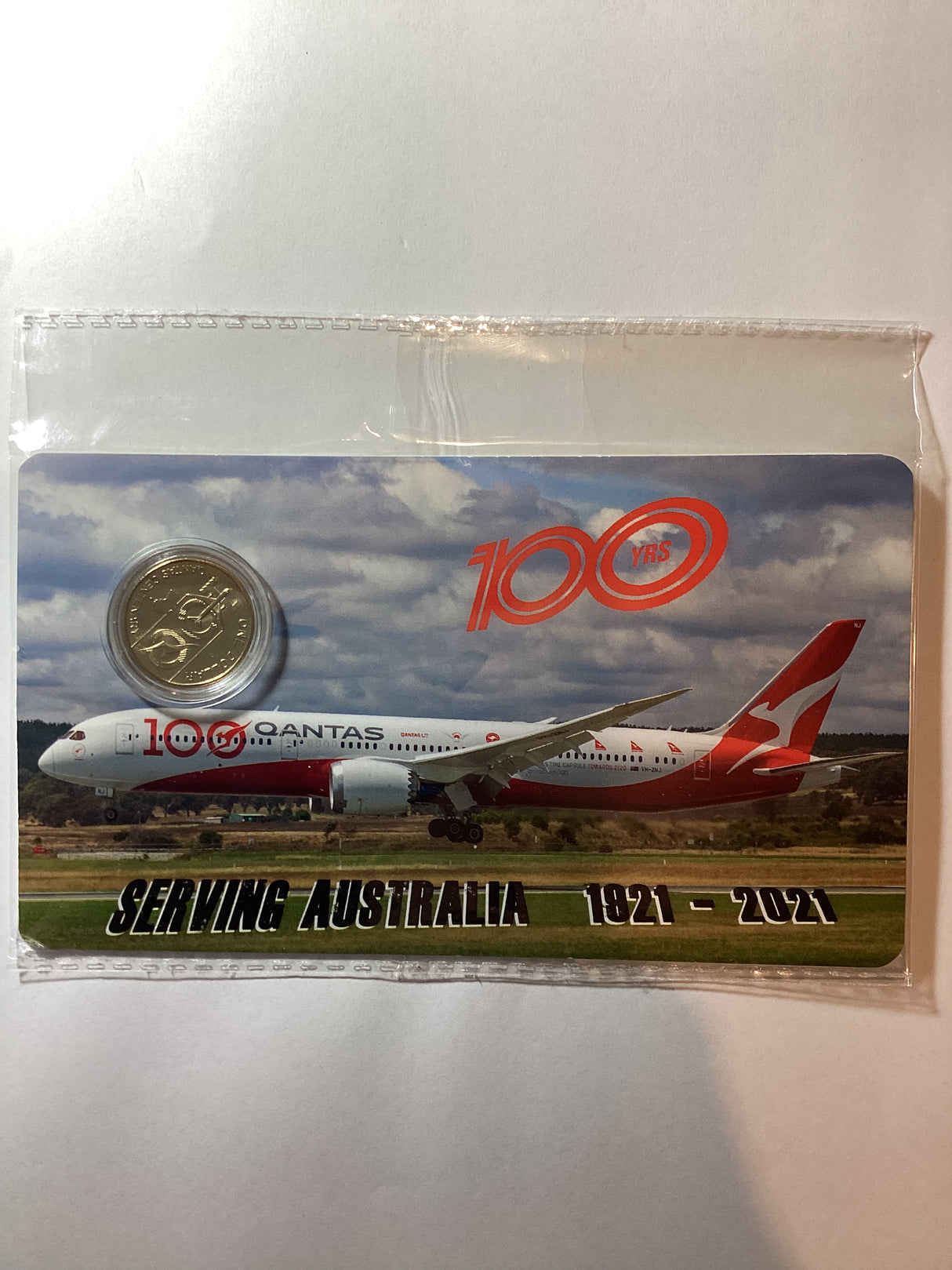 2021 Serving Australia 100 Years Qantas $1 Private Issue Carded Coin
