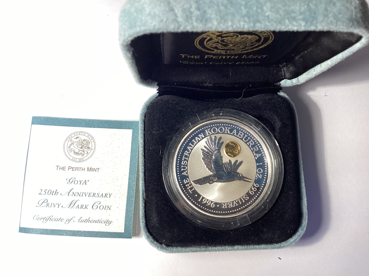 1996 $1 Kookaburra Silver Coin. Goyer Privy Mark.