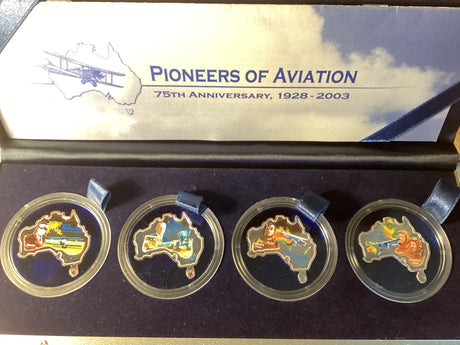 2003 Pioneers of Aviation 75th Anniversary. 4 Coin Silver Set.
