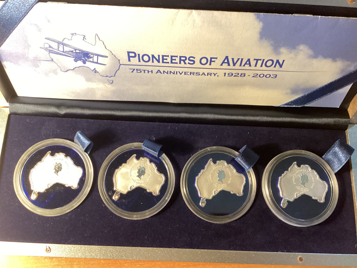 2003 Pioneers of Aviation 75th Anniversary. 4 Coin Silver Set.