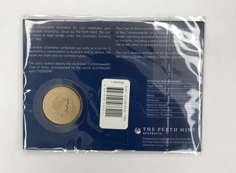 2017 $1 Australian Citizenship Uncirculated Carded Coin.