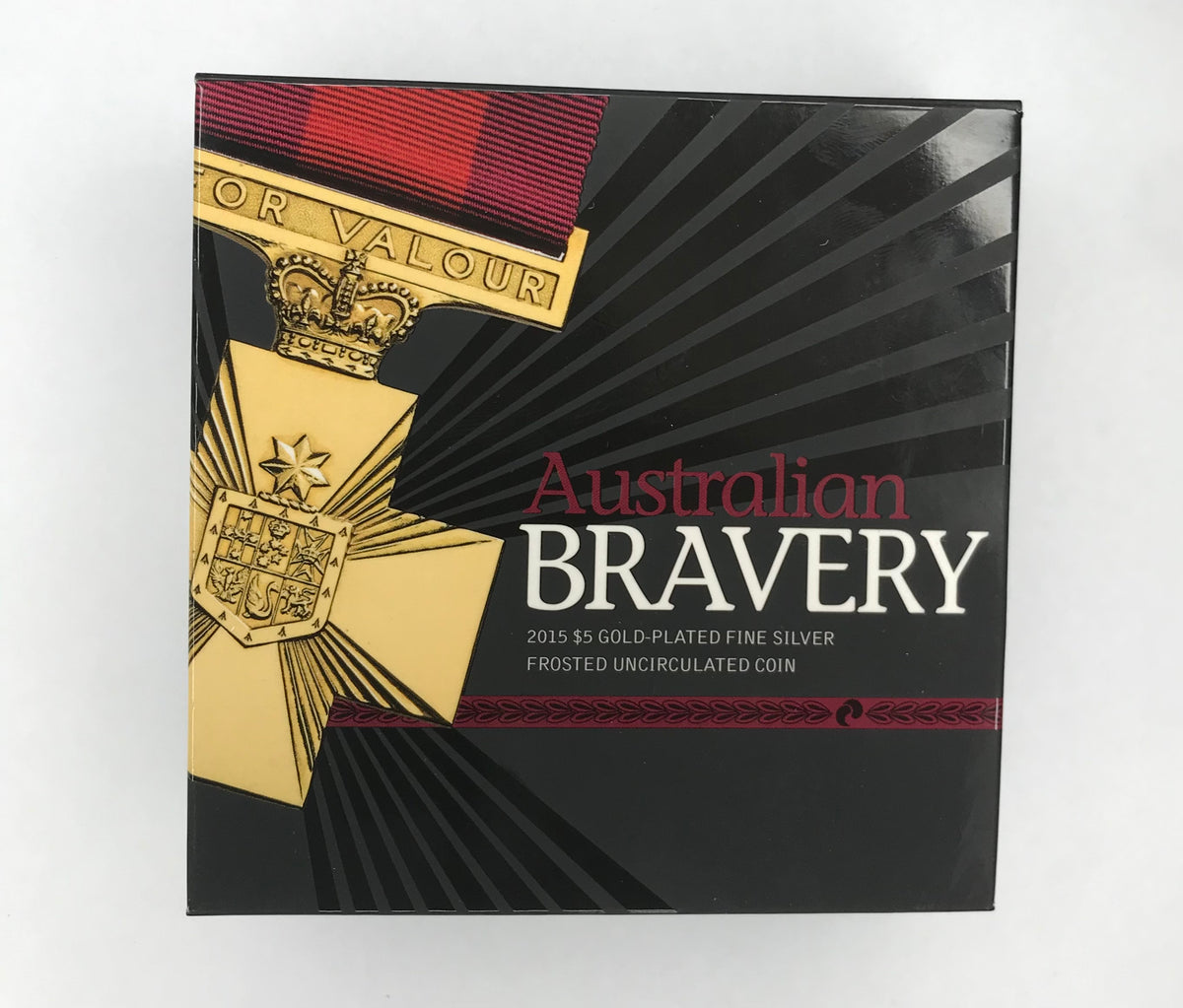 2015 $5 Australian Bravery. Gold-Plated Fine Silver Frosted Uncirculated Coin.