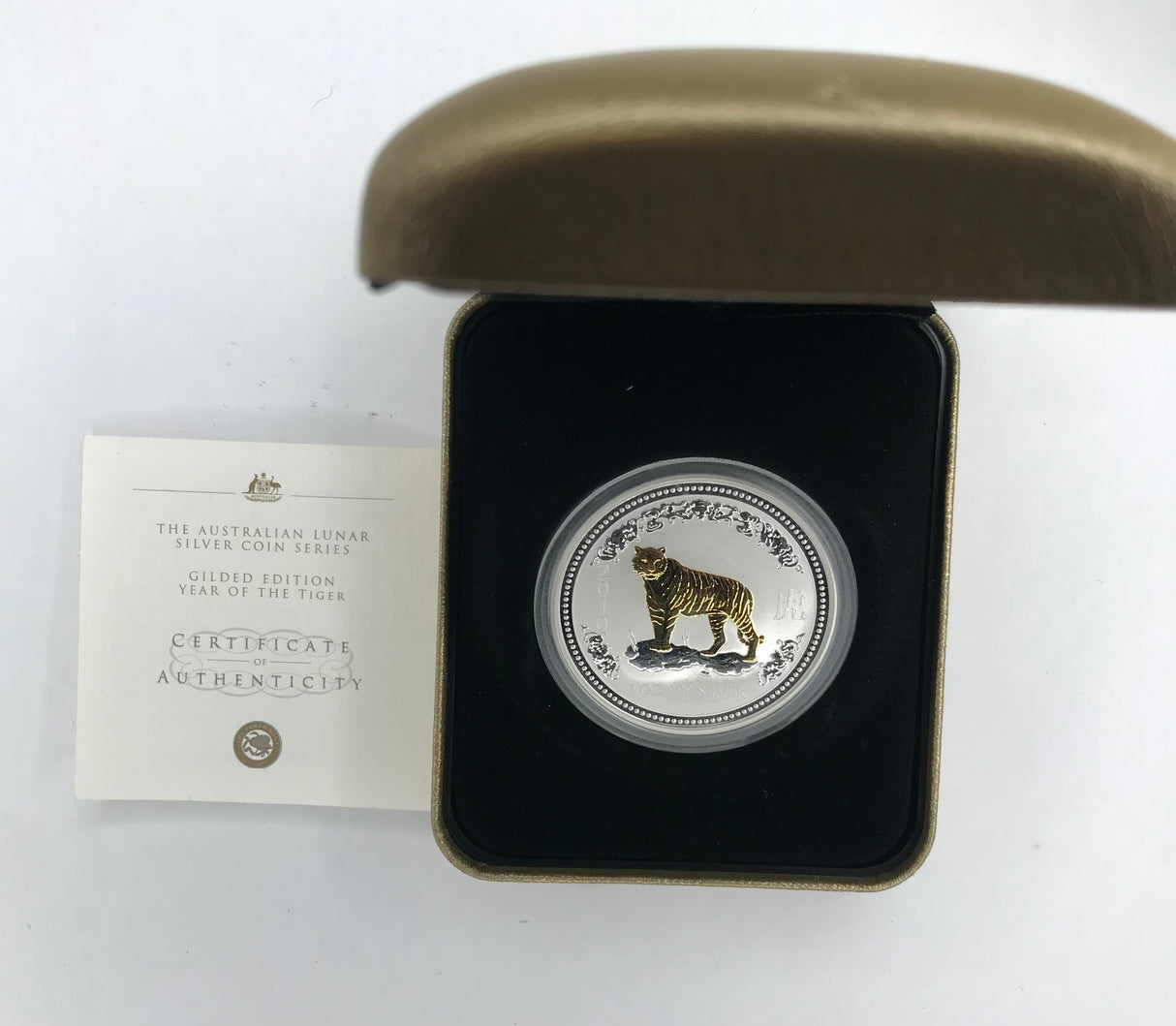2007 $1 Year of the Tiger Silver Proof Coin. Gilded Coin.