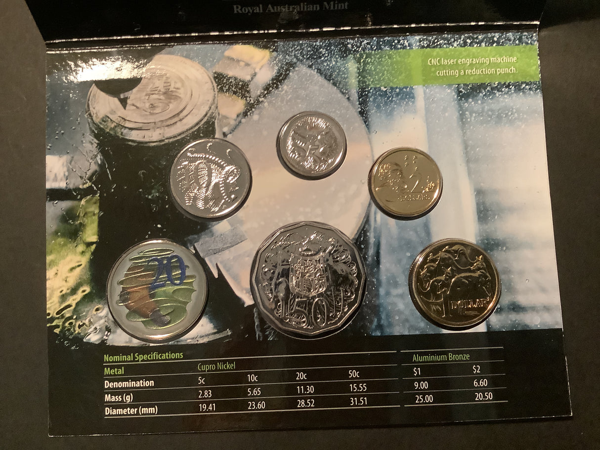 2013 Six Coin Uncirculated Set. Special Hyper Metallic Coloured 20c Coin.