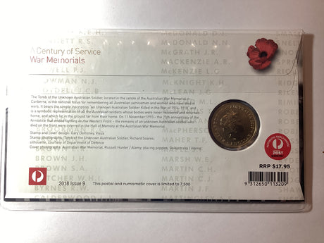 2018 $1 A Century Of Service War Memorials Grey PNC