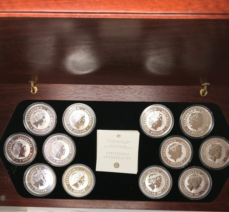 1999-2010 The Australian Lunar Silver Coin Series. 12-Year Cycle Complete Gilded Edition.