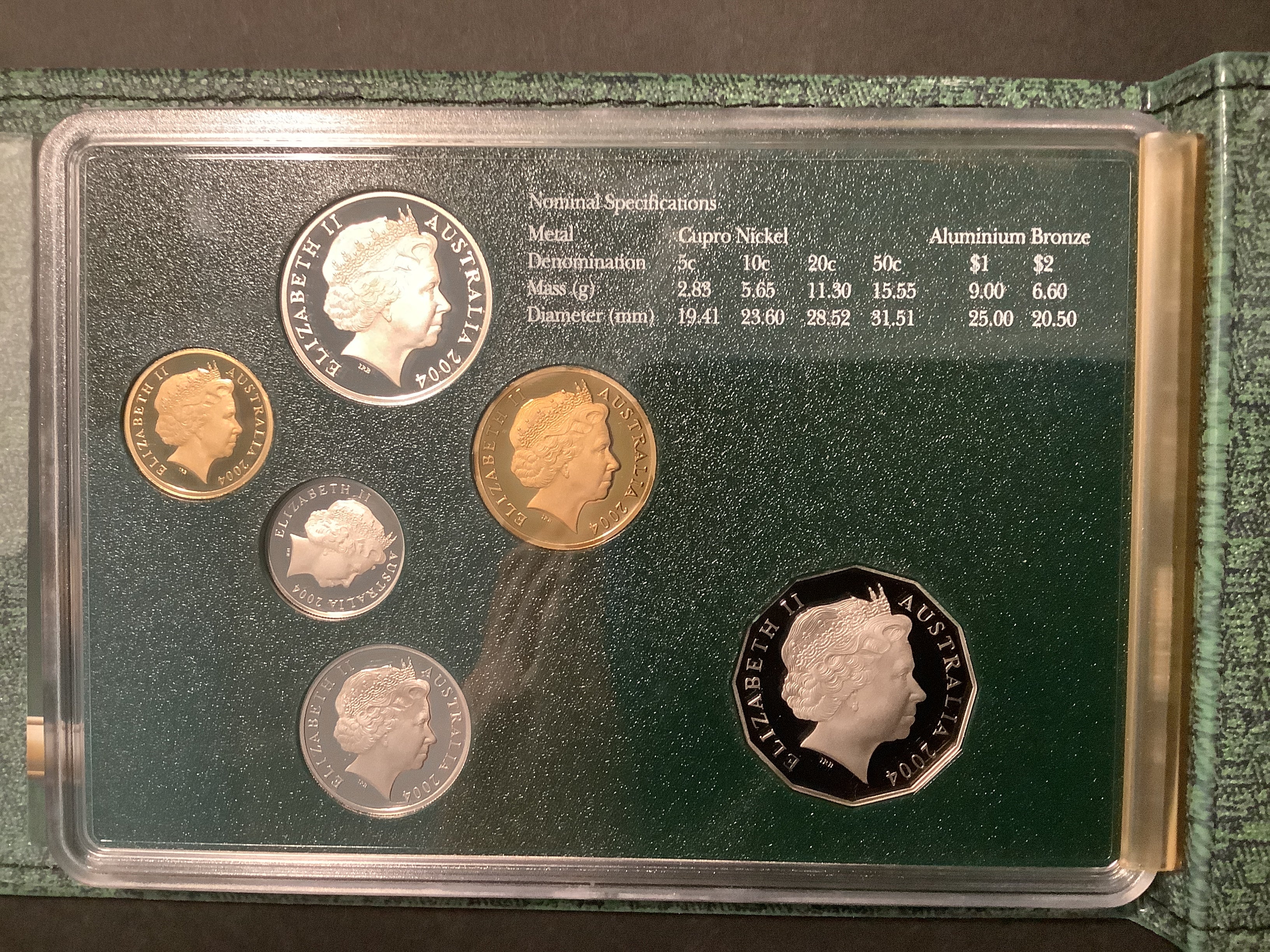 2004 6 Coin Proof Set. Featuring Special Holographic $1 Coin